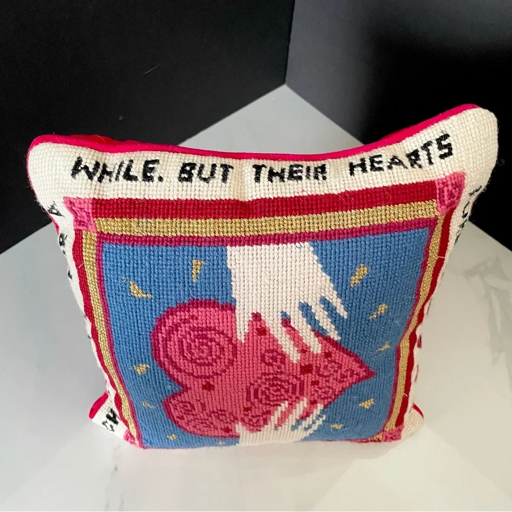 "A Mother Holds Her Children's Hands" Needlepoint Pillow - Picture 4 of 12